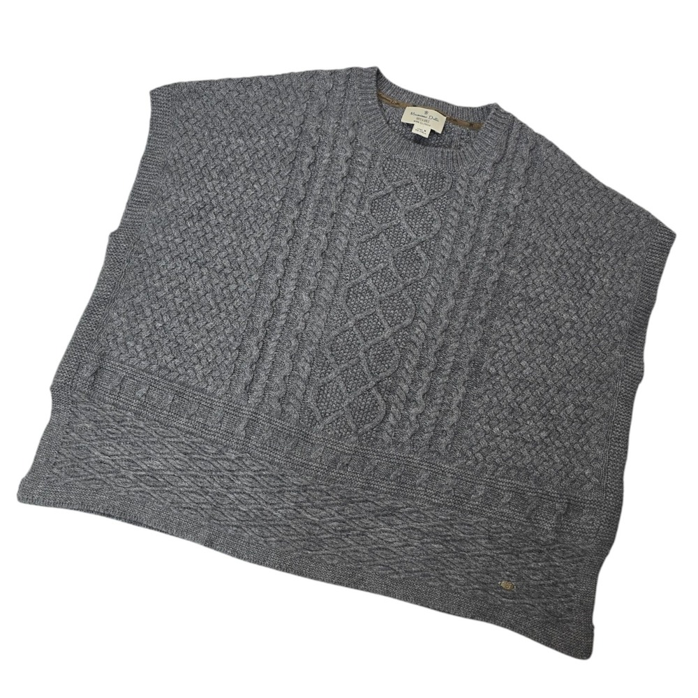 Massimo Dutti Italian Cable Knit Poncho Gray Girls Size Medium‎ 110-134 cm